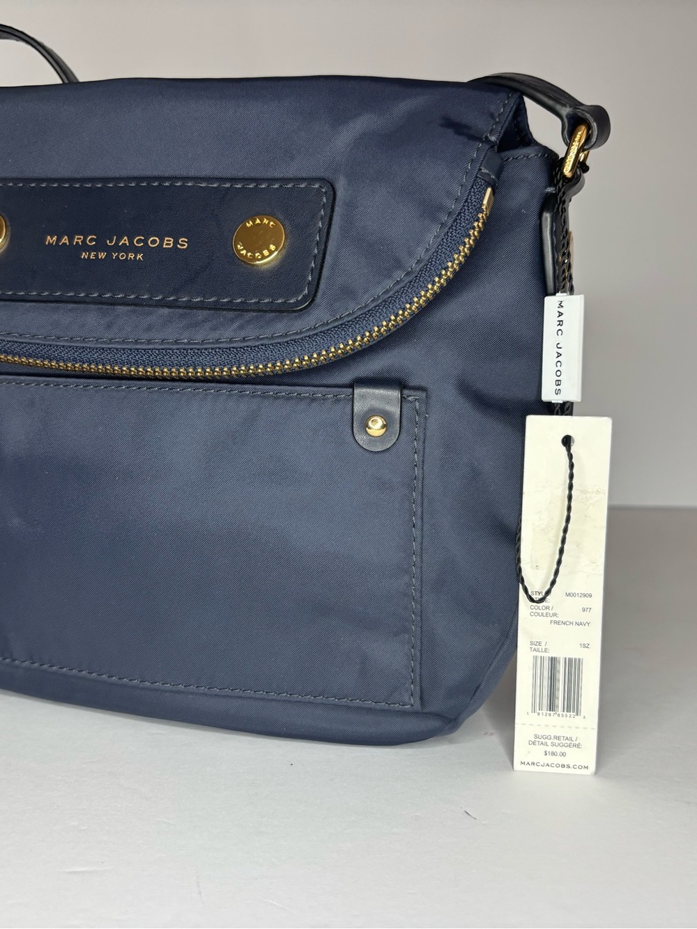 Marc Jacobs Navy Crossbody with Gold Hardware and Front Flap